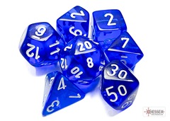 Translucent Blue/white Polyhedral 7-Dice Set - CHX23076